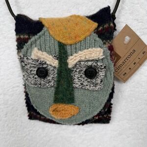 Cimarrona Crossbody Pouch Bag Womens OS Multicolor Upcycled Wool Face Art Small